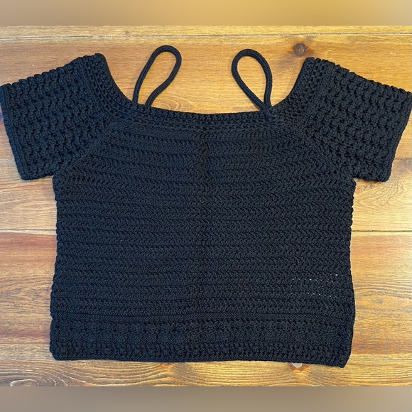 Vince | Open Shoulder Crochet Top | Black | Boho | Women’s S - Picture 2 of 6